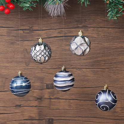 100Pcs Christmas Balls Ornaments Set, Shatterproof Christmas Decorations with Hand-held Gift Package for Xmas Tree/Holiday/Wedding/Holiday/Party Decor (Silver&Blue)