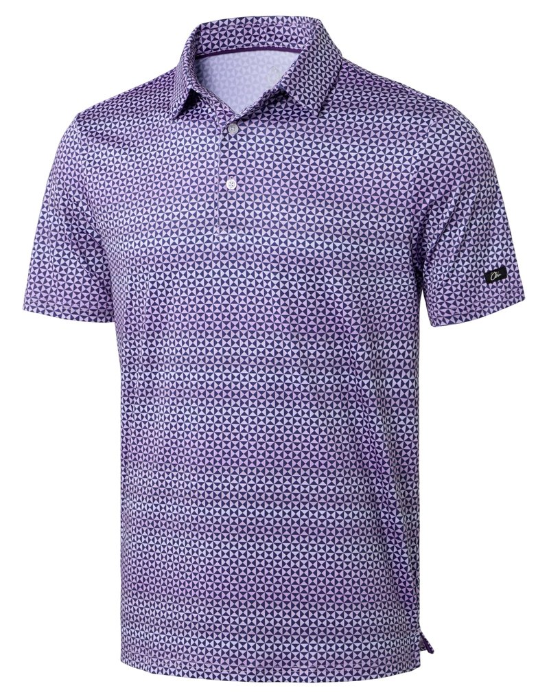 Obla Mens Golf Polo Shirts Short Sleeve Dry Fit Performance Moisture Wicking Casual Print Collared Golf Shirts for Men(Purple Square_L)