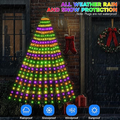 30+ Modes Ring Christmas Tree Lights Indoor Outdoor - 7.05Ft x 12 Lines 312 LED Easy App Control Color Changing Timer Remote Waterproof for 6 7 Ft Xmas Trees (Warm White to Multicolor)