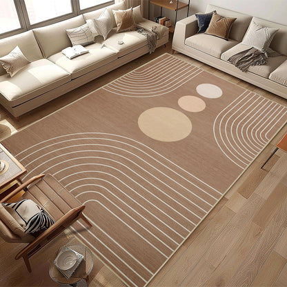 Area Rug 5x7 Boho Modern Minimalist Geometric Abstract Rug Brown Mid Century Modern Rug for Living Room Machine Washable Non-Slip Printed Low Pile Indoor Carpet for Bedroom Dining Room Office Brown