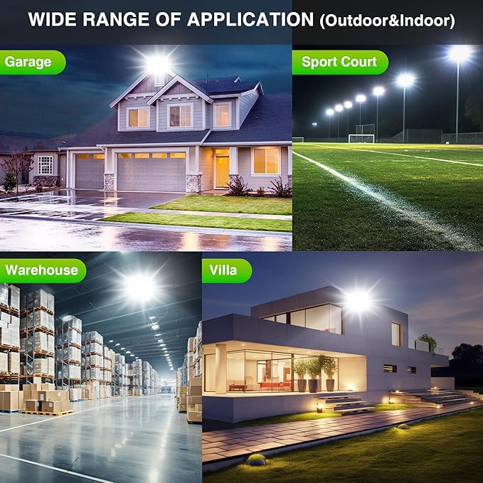 STASUN 2 Pack LED Flood Lights Outdoor, Max Series 300W 30000lm 6000K Daylight IP66 Waterproof, Commercial Parking Lot Lights, 3 Heads for Yard Street Stadium Outdoor Area Floodlight Security Light
