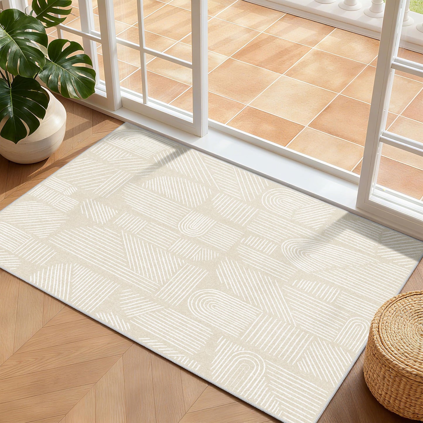 MUJOO 2x3 Washable Rug Small Area Rugs Low Pile Mid Century Modern