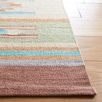SAFAVIEH Cotton Kilim Collection Accent Rug - 4' x 6', Brown & Ivory, Handmade Southwestern Boho Tribal Cotton, Ideal for High Traffic Areas in Entryway, Living Room, Bedroom (KLC301T)