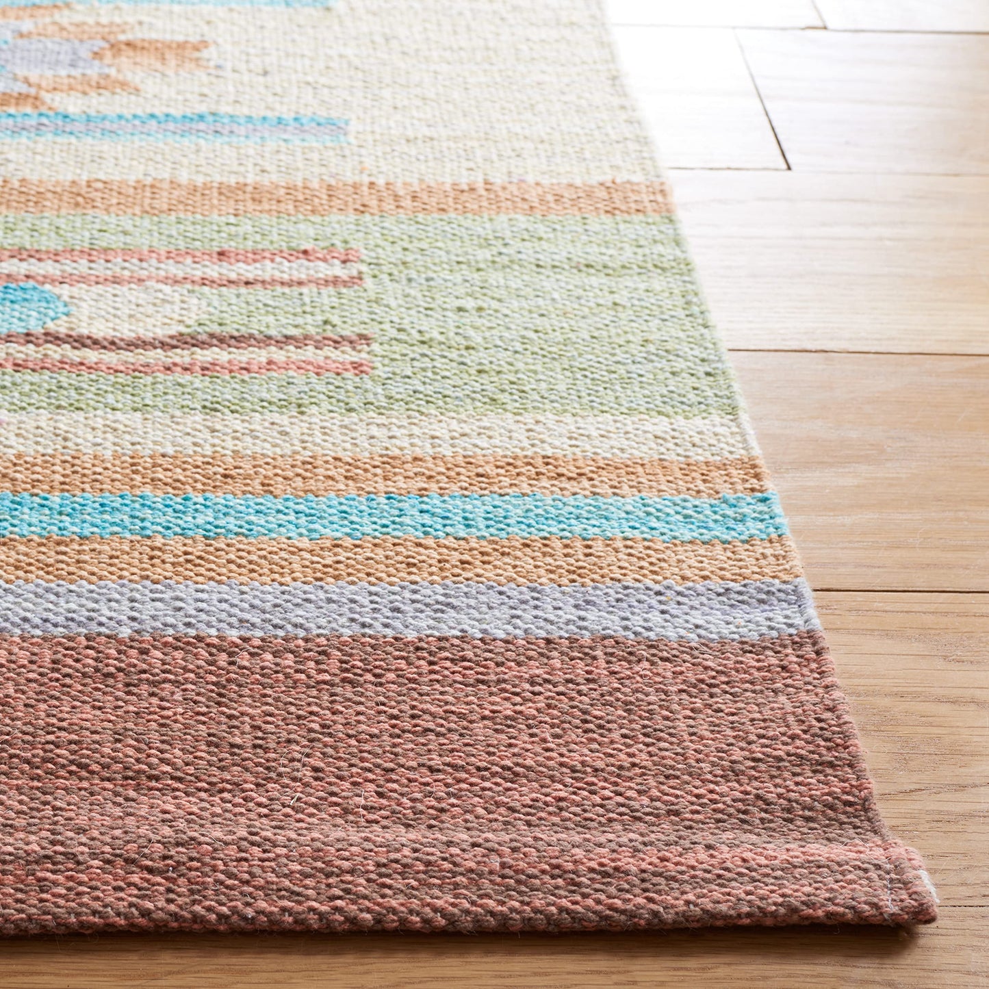 SAFAVIEH Cotton Kilim Collection Area Rug - 5' x 8', Brown & Ivory, Handmade Southwestern Boho Tribal Cotton, Ideal for High Traffic Areas in Living Room, Bedroom (KLC301T)