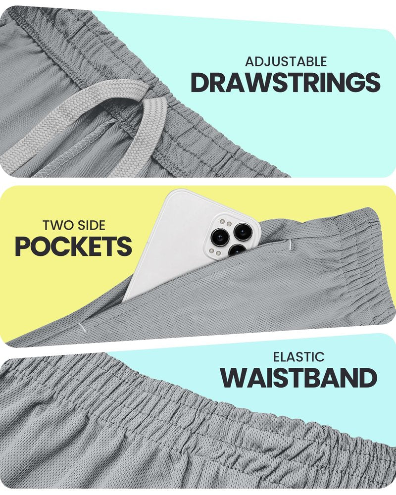 NY Threads Men's Athletic Shorts Quick Dry Loose-Fit Lightweight Running Workout Gym Shorts with Pockets, Medium, Medium Grey