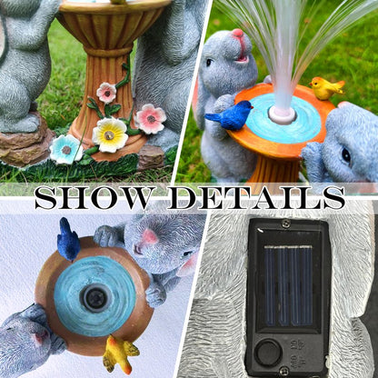 RCTTICUU Solar Rabbit Garden Statues Outdoor Decor with LED Lights, Resin Rabbits Figurine Lights Decorations Colour Changing Fiber Optical Light, Outside Lawn Decor for Yard, Unique Housewarming Gift