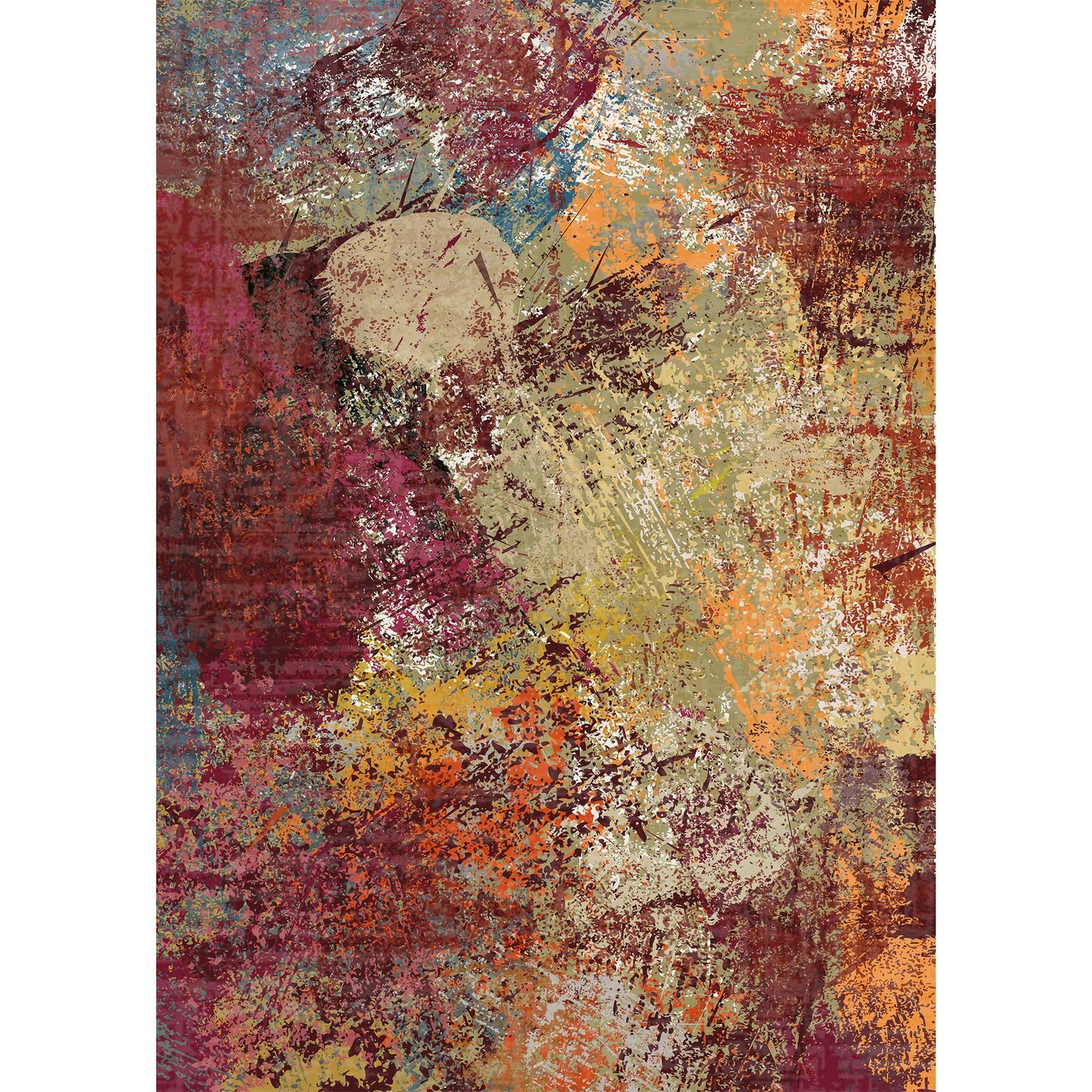 Arbosofe Modern Abstract Rug for Living Room, 5'x7' Washable Area Rug with Non-Slip Backing & Short Pile, Large Carpet with Abstract Pattern for Living Room Bedroom and Dining Floor Carpet Red Orange
