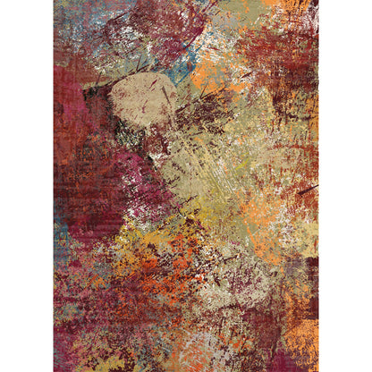 Arbosofe Modern Abstract Rug for Living Room, 5'x7' Washable Area Rug with Non-Slip Backing & Short Pile, Large Carpet with Abstract Pattern for Living Room Bedroom and Dining Floor Carpet Red Orange