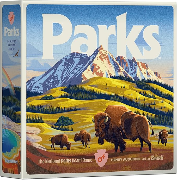 Keymaster Games Parks Base Camp | Beautiful Strategy Game for Families Adults or Solo | Best Board Game for Nature Outdoors and Hiking | The US National Parks Game | Ages 10+ | 1-5 Players