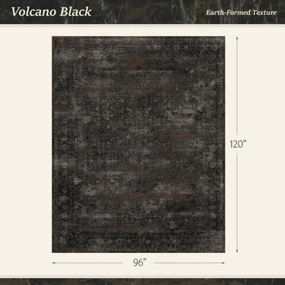 TALANOVA Black Farmhouse Washable 8x10 Area Rugs for Living Room, Dark Charcoal Volcanic Textured Large Rug for Bedroom, Non-Slip Stain Resistant for Dining Room Office Décor