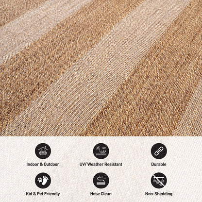 Rugshop Striped Indoor Outdoor Flat Woven Area Rug,Natural Jute-Style,Easy-Care Patio Rug for Backyard Porch Deck Balcony, 6'6" x 9' Sand/Natural