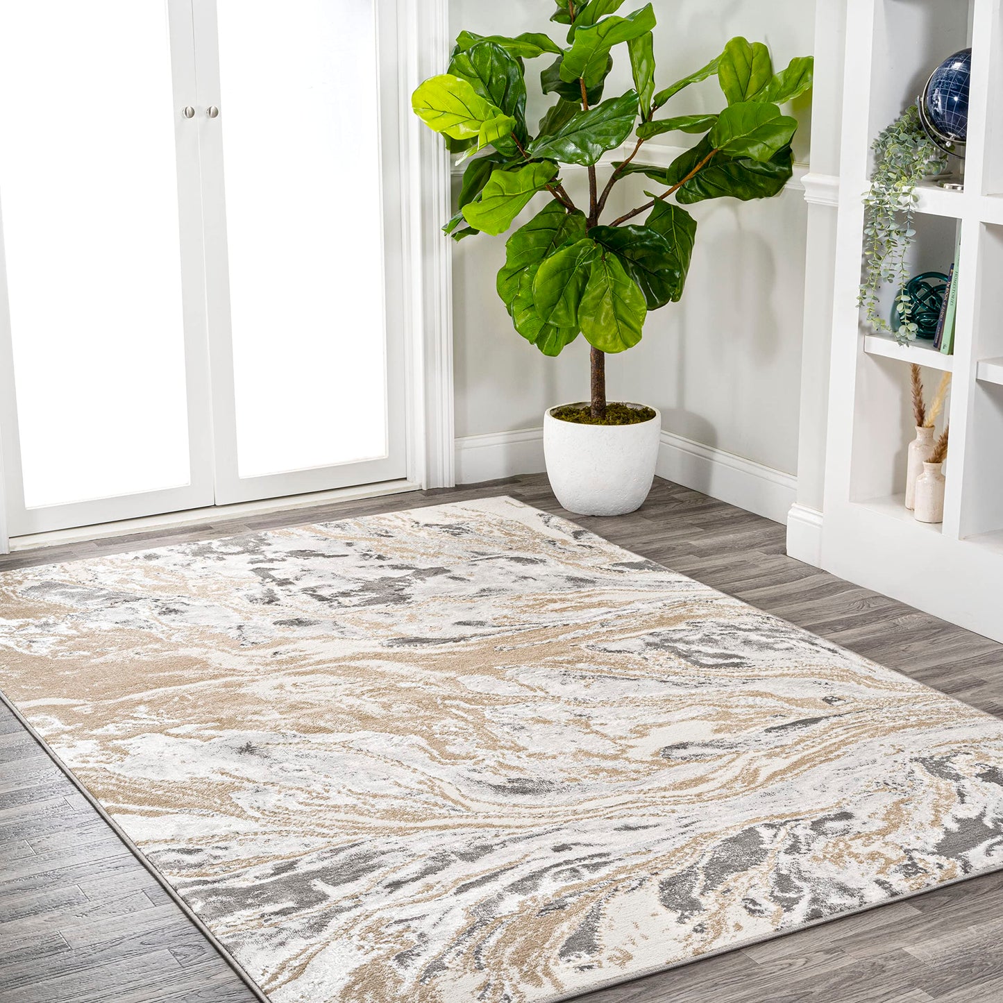 JONATHAN Y Swirl Marbled Beige/Ivory Indoor Area Rug 3X5 ft, Abstract for Living Room, Bedroom, Kitchen, Office, Easy-Cleaning, High Traffic, Pet-Friendly, Non-Shedding SOR203F-3