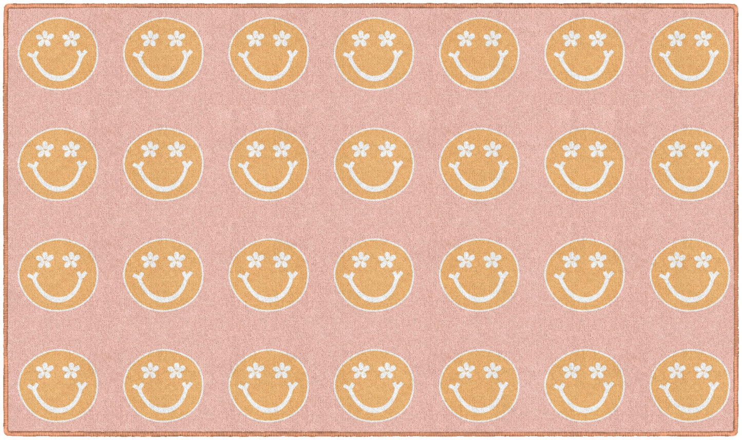 Flagship Carpets Good Vibes Happy Faces Children's Classroom Décor Area Rug for Schools, Durable and Fun for Learning Centers, Daycares and Preschools, 5' X 7'6"