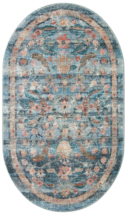 Loloi Rifle Paper Co. Courtyard Collection COU-03 Blue/Multi 7'-6" x 9'-6" Area Rug feat. CloudPile