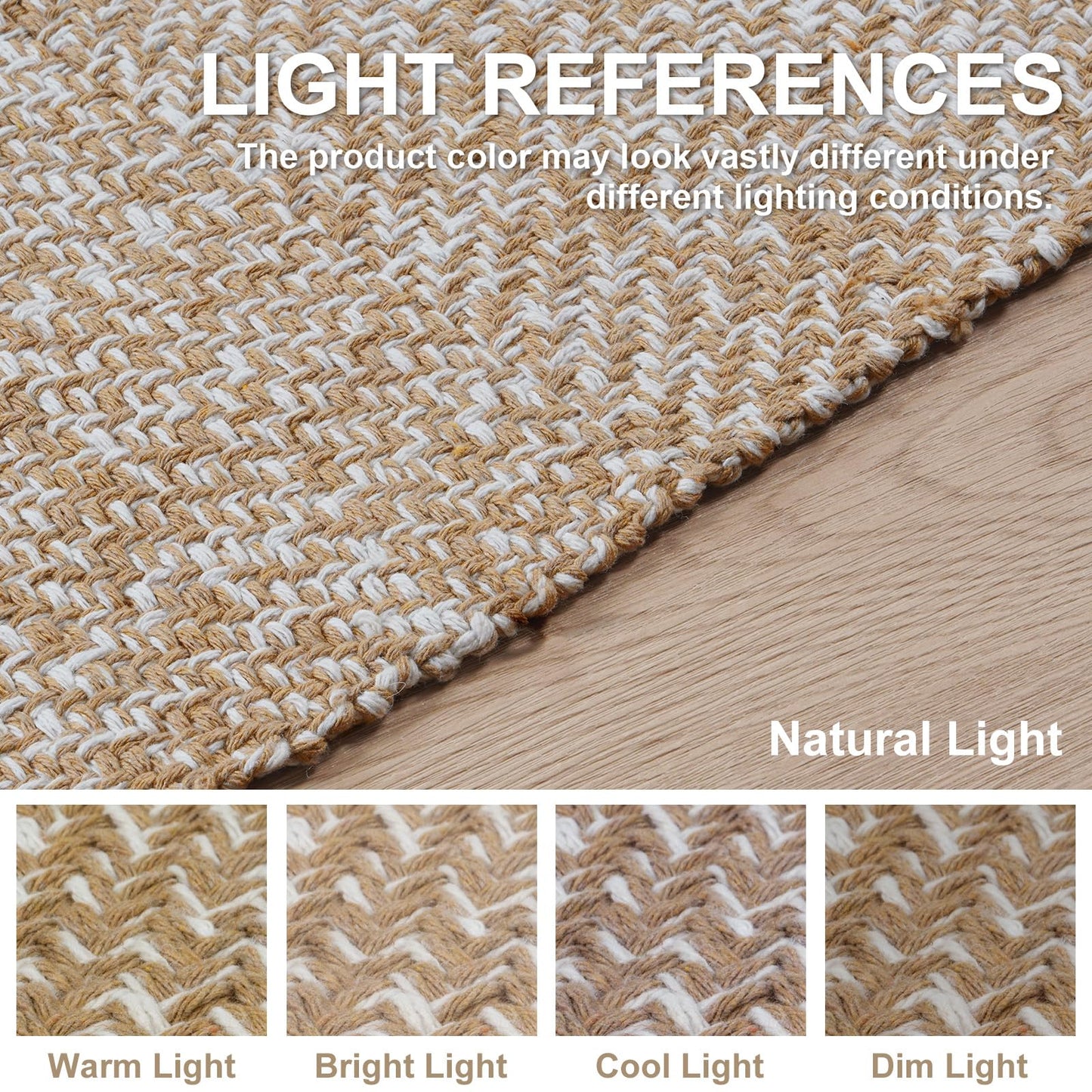 Collive Hallway Runner Rug, 2' x 5' Soft Washable Tan Contemporary Modern Laundry Room Indoor Hand-Woven Cotton Carpet for Bedroom Entryway Front Door Farmhouse Kitchen