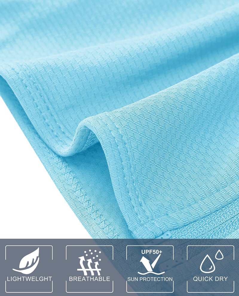 MAGCOMSEN Zip Up Lightweight Jacket for Women Sun Protection Athletic Shirts Long Sleeve Workout Jacket Light Blue M