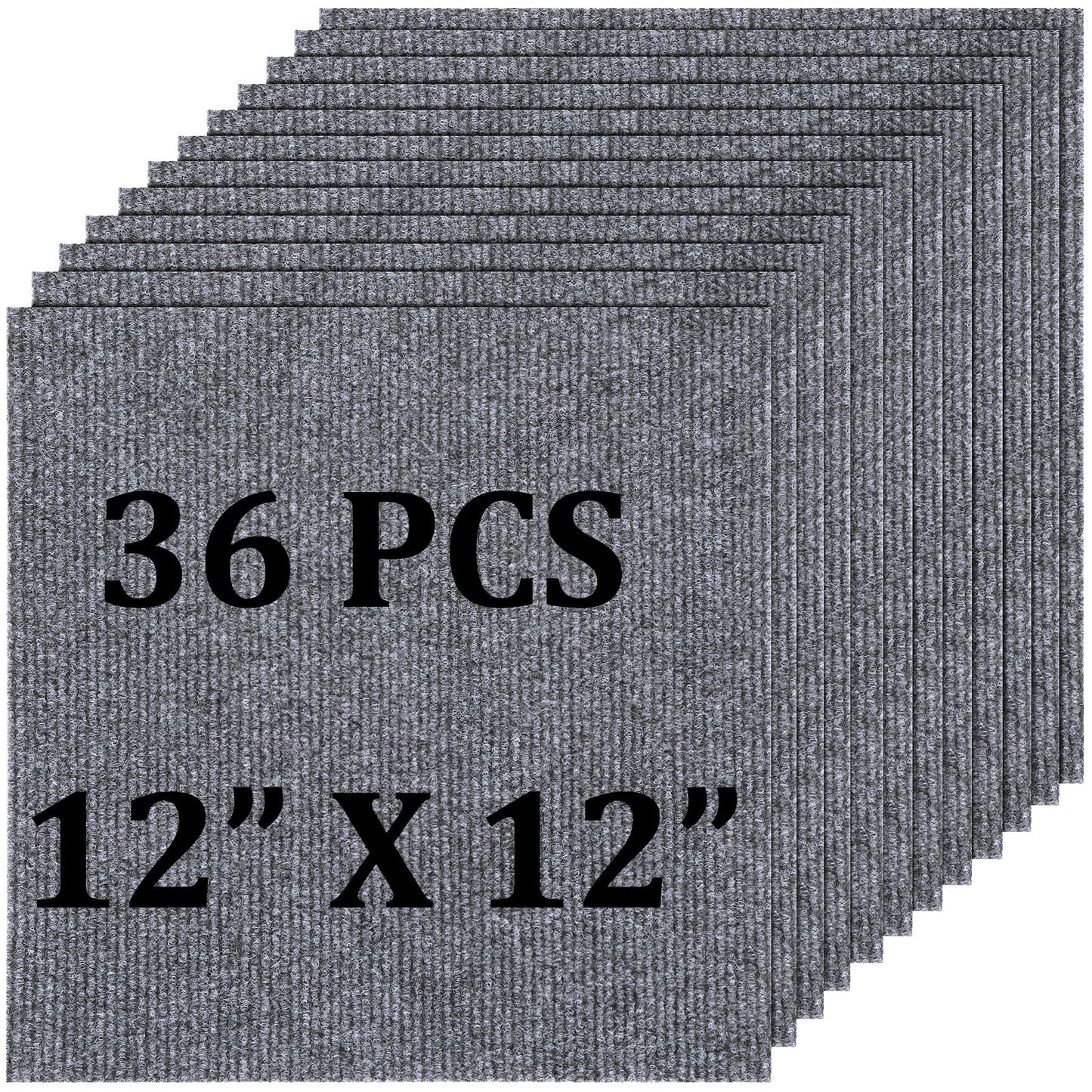 LISHIEN 36 Pcs Carpet Tiles Peel and Stick 12”x 12” Self Adhesive Carpet Squares, Anti-Slip Grey Carpet Floor Tiles for Bedroom Living Room Indoor Outdoor