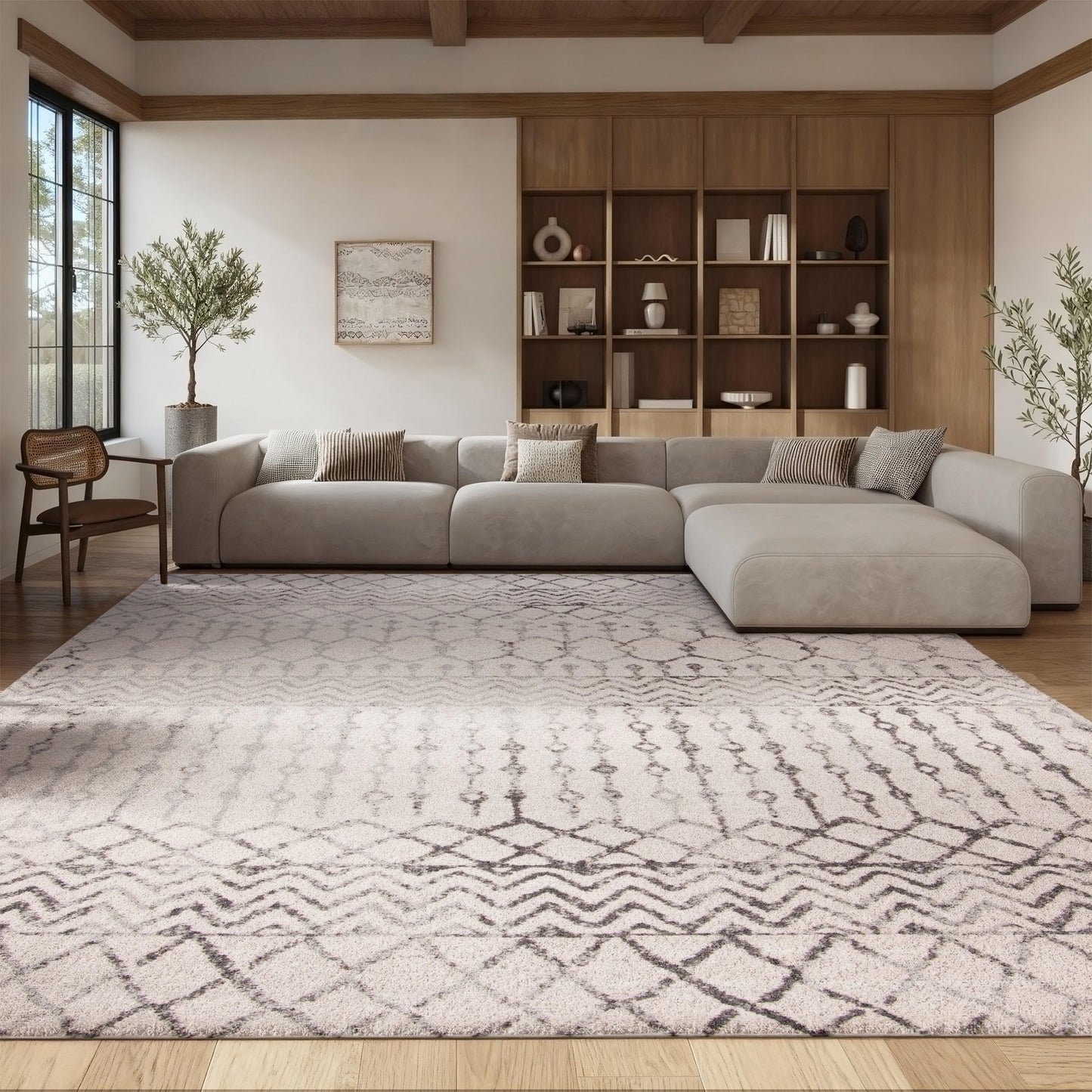 SAFAVIEH Area Rug 10x13 - Tulum Collection - Large - Ivory & Grey, Moroccan Boho Distressed Design, Non-Shedding & Easy to Clean, Ideal for Living Room, Bedroom, Dining Space (TUL270A)