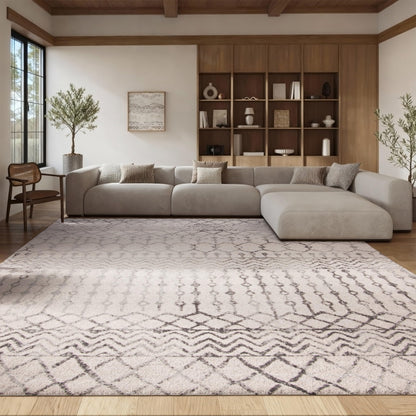 SAFAVIEH Area Rug 10x13 - Tulum Collection - Large - Ivory & Grey, Moroccan Boho Distressed Design, Non-Shedding & Easy to Clean, Ideal for Living Room, Bedroom, Dining Space (TUL270A)