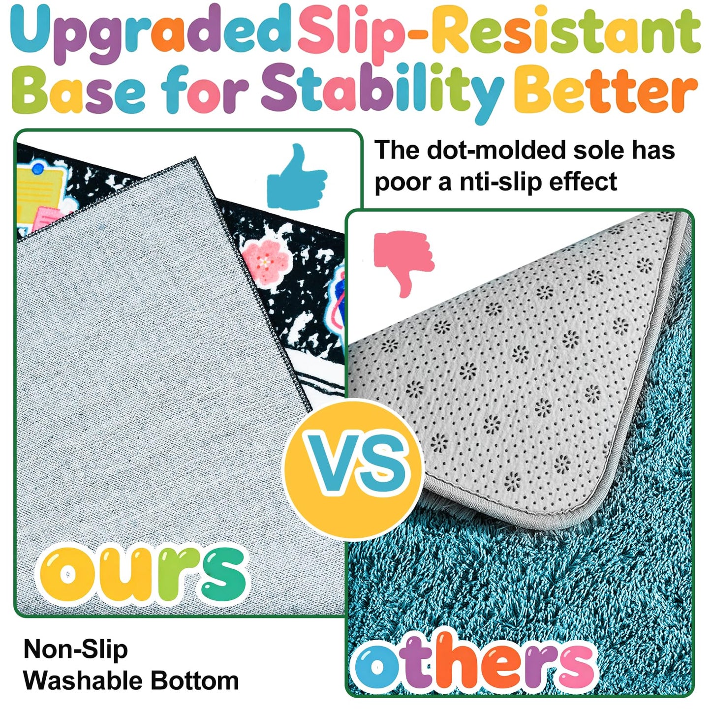 2 * 3feet Composition Notebook Classroom Rug Soft Educational Area Rug Kids Playroom Non-Slip Educational Learning Mat Play Carpet for Classroom Nursery Learning Corner Decor