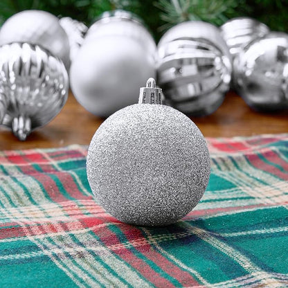 JOIEDOMI 24 Pcs Silver Christmas Balls Ornaments, 2.36" Christmas Tree Ornaments Set, Shatterproof Xmas Balls Hanging Decorations for Tree Wreath Garland Holiday Wedding Indoor Party Decor