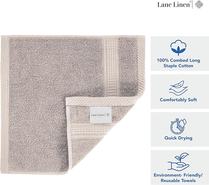 LANE LINEN Washcloths 12 Pack
