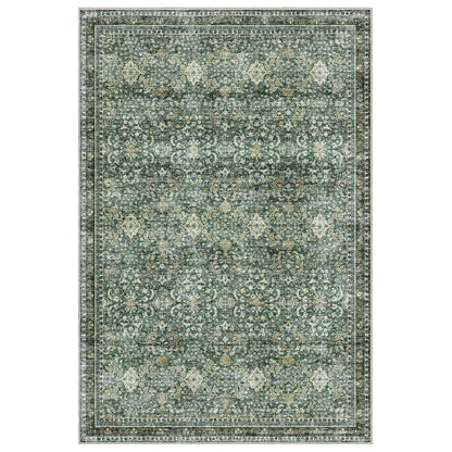Sasttie 4x6 Area Rug, Ultra-Soft Washable Rug, Low Pile Foldable Thin Carpets with Non-Slip Backing, Skin-Friendly Stain Resistant Carpet for Living Room, Bedroom, Kitchen, Dorm, 4x6, Dark Green