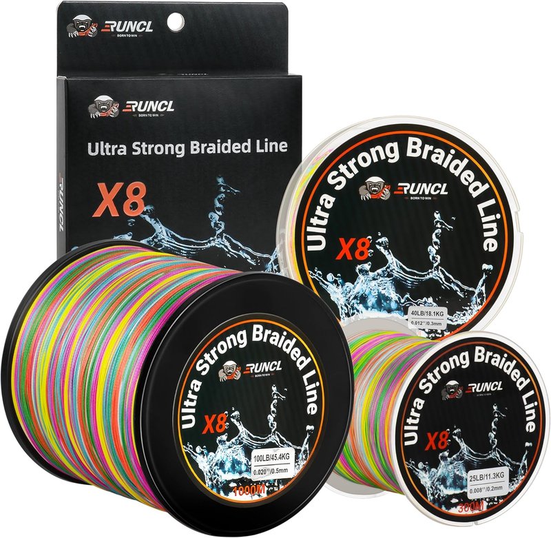 RUNCL Braided Fishing Line - High Visibility, Super Strong, Abrasion Resistant | 328yds to 1093yds, 12lb to 100lb
