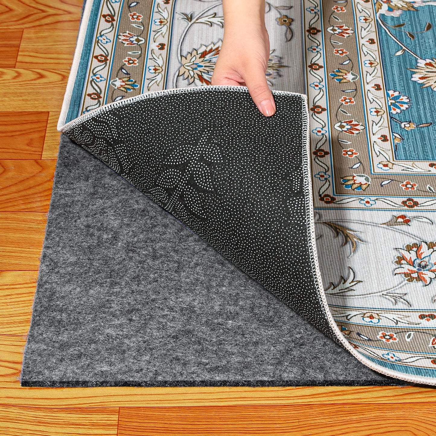 Waterproof Rug Pad 9x12 Ft, Under Area Carpet Padding, Non Slip Felt Rug Pads for Hardwood Floors, Protective Underlay Keeps Rugs in Place Without Wrinkles