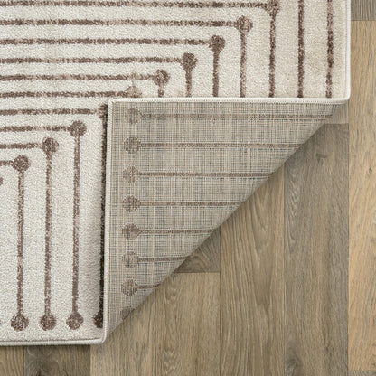 Rugshop Beige and Brown Geometric Area Rug – Soft Abstract Line Pattern Carpet for Living Room, Bedroom, or Office – Contemporary Neutral Decor Accent 4' x 6' Beige