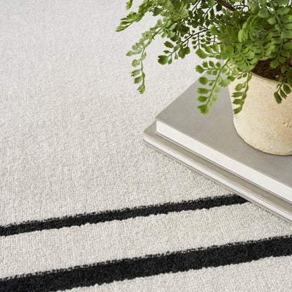 Nourison Home Nourison Essentials Ivory/Black 6' x 9' Area Rug - Easy Clean, Non Shedding, Bed Room, Living Room, Dining Room, Kitchen (6' x 9')