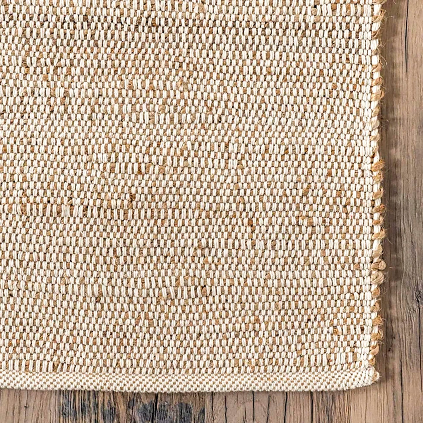 SISOSU Jute Cotton Area Rug, Hand Woven Traditional Farmhouse Rug for Living Room, Bedroom, Dining Room & Entryway, Natural Beige Home Décor Carpet, Eco-Friendly, 5 x 8 Feet