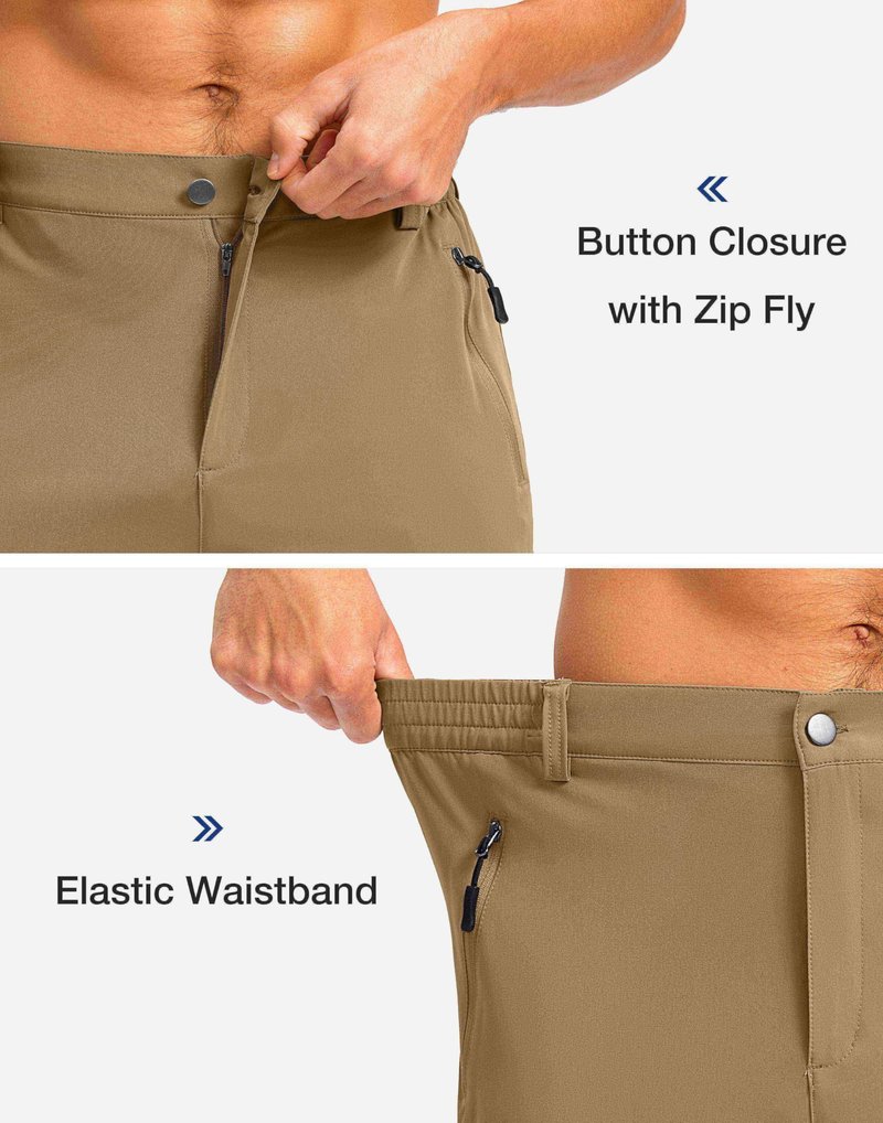 Pudolla Men's Hiking Shorts 11" Lightweight Cargo Work Shorts for Men Summer Travel Golf Casual Outdoor with 5 Pockets(Dark Khaki Large)