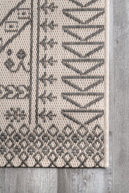 Nuloom Outdoor Performance Kandace Ivory/Grey, 2' x 8', Tribal, Soft and Cozy, High Traffic, Stain Resistant, Easy Clean, Durable Runner for Indoor/Outdoor Patio, Deck, Porch, Garden, Courtyard