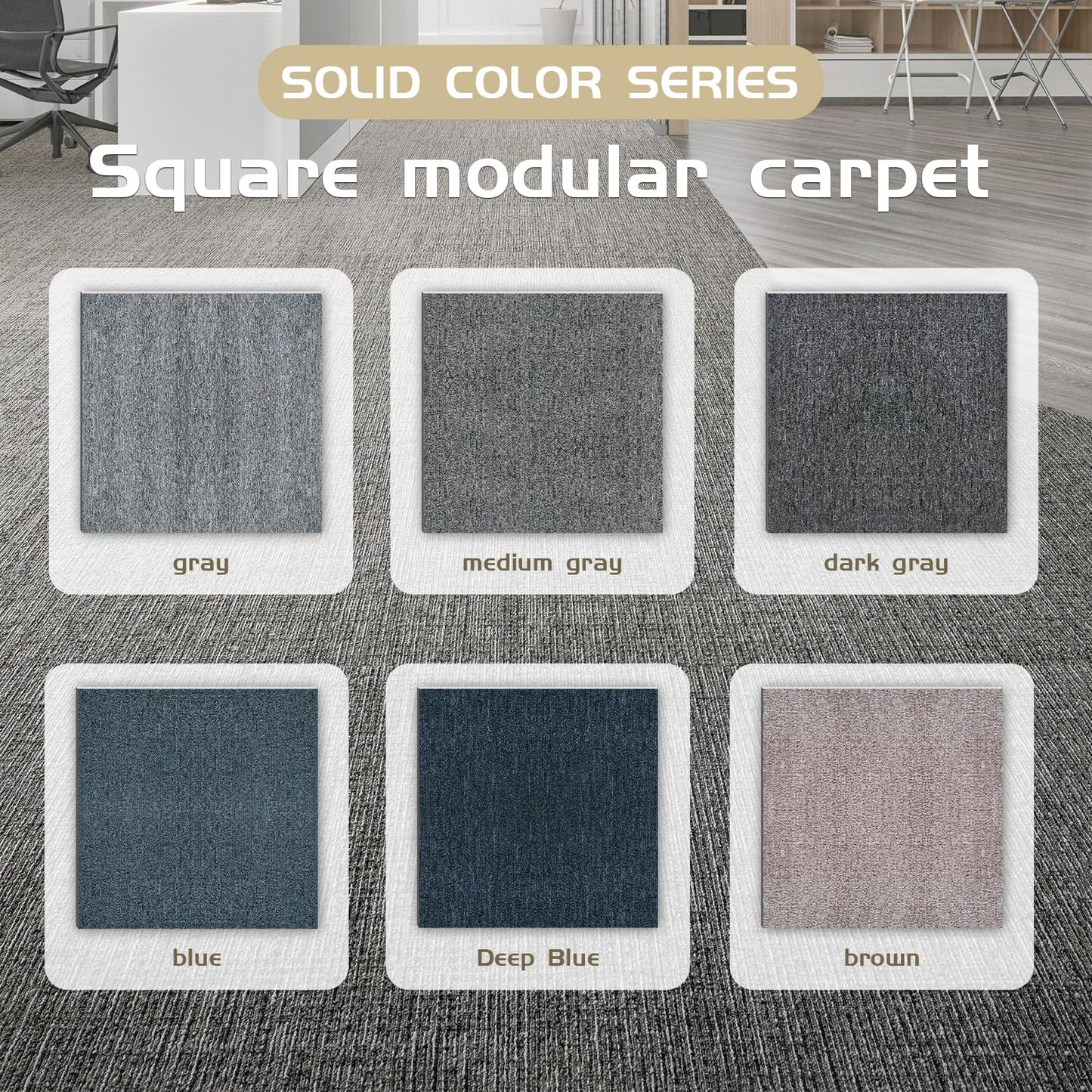 Carpet Tiles 20x20 Inch - Non-Slip Soft Square Flooring with FlexLok Tabs for Easy DIY Installation - Durable Office, Garage, Gym & Basement Floor Cover (Brown 32, suse 09)