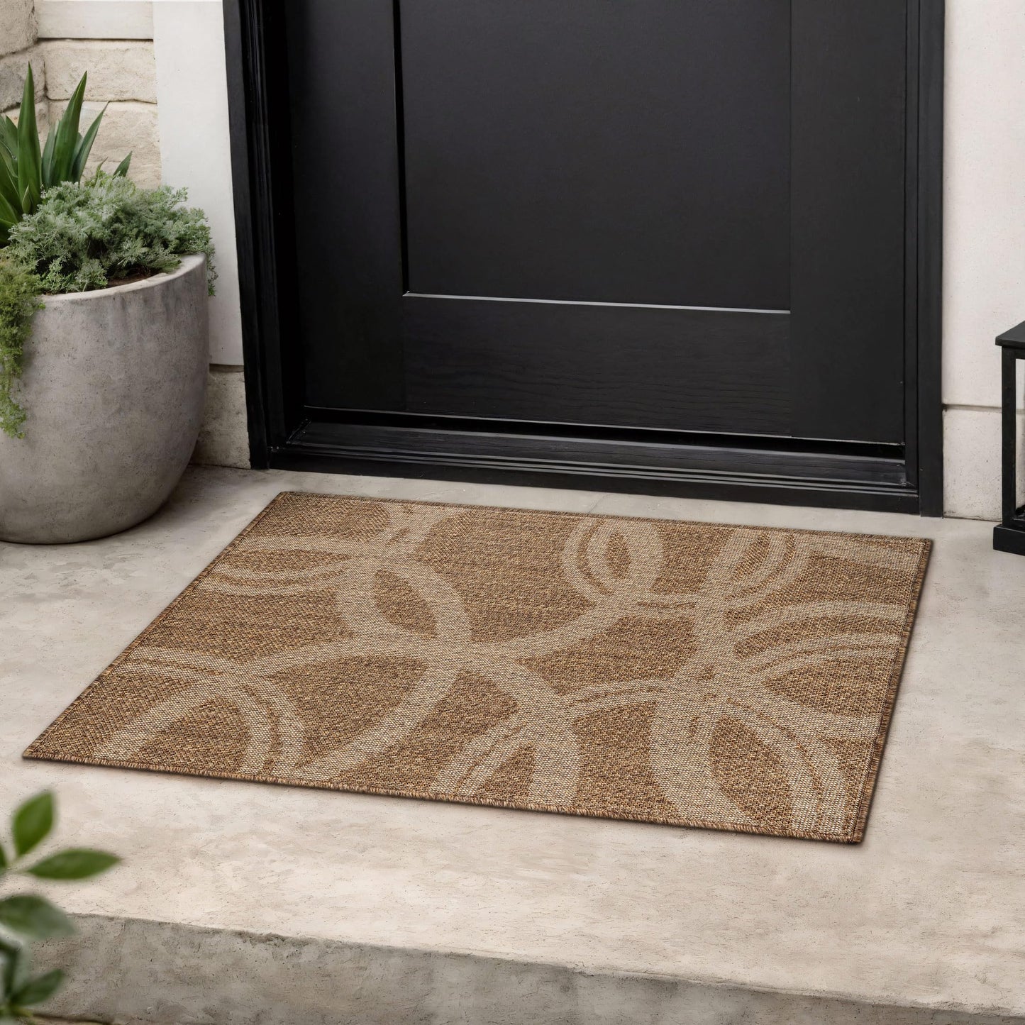 Rugshop Abstract Indoor Outdoor Flat Woven Area Rug,Natural Jute-Style,Easy-Care Patio Rug for Entryway Backyard Porch Deck Balcony, 2' x 3' Sand/Natural