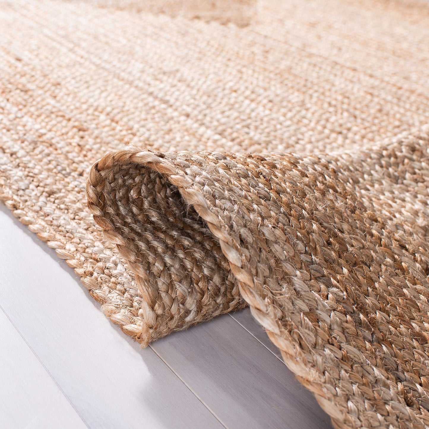 SAFAVIEH Area Rug 7' Square - Cape Cod Collection- Natural Brown, Handmade Braided Flat Weave Jute (CAP252A)