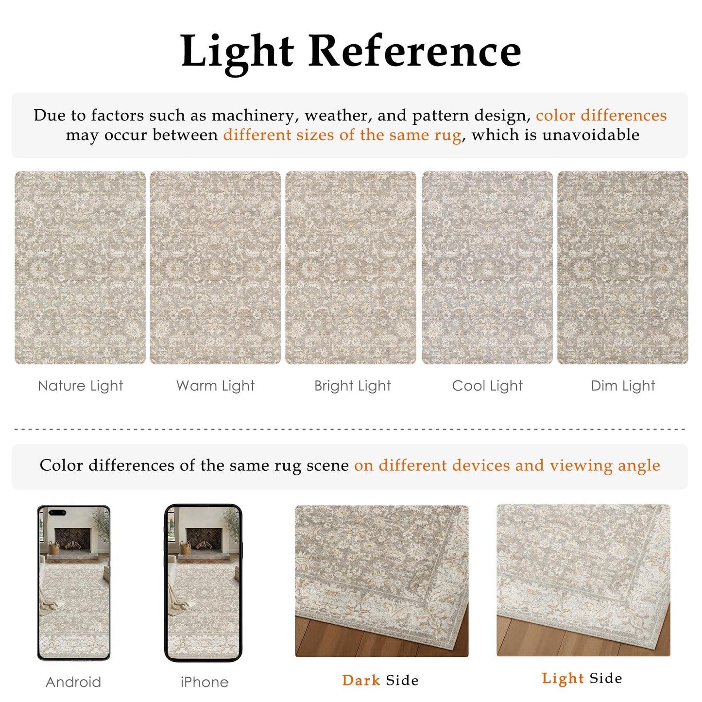 WondRg 8x10 Washable Area Rug for Living Room Bedroom Taupe Low Pile Non Slip Rug Neutral Distressed Carpet Dining Room Classroom Playroom Home Decor