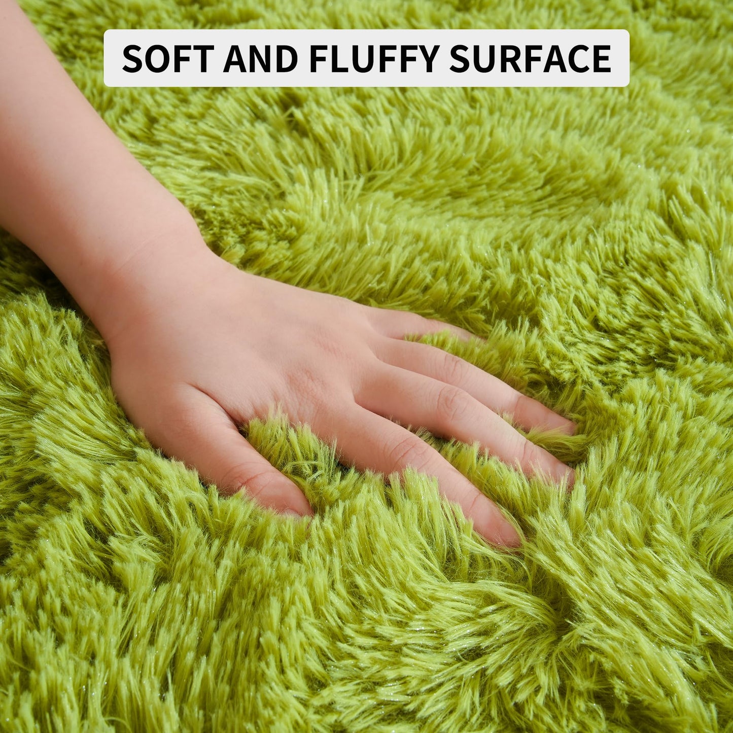 Tepook Super Soft Fluffy Rugs for Living Room, Area Rugs 8x10 for Bedroom, Modern Shaggy Rug Fuzzy Carpets for Kids, Plush Indoor Nursery Home Decor Rug with Non-Slip Bottom, Grass Green