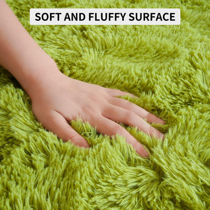 Tepook Super Soft Fluffy Rugs for Living Room, Area Rugs 8x10 for Bedroom, Modern Shaggy Rug Fuzzy Carpets for Kids, Plush Indoor Nursery Home Decor Rug with Non-Slip Bottom, Grass Green