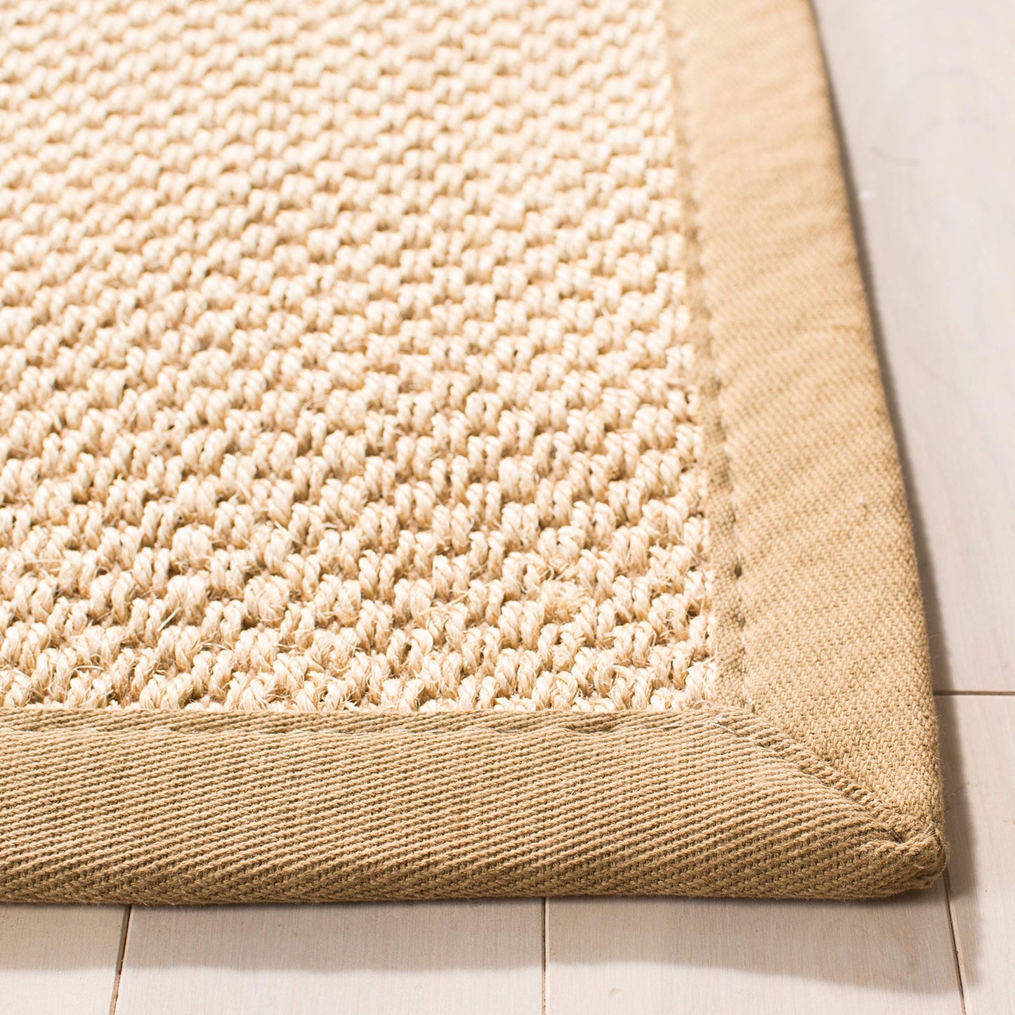 SAFAVIEH Area Rug 9x12 - Natural Fiber Collection - Large - Maize & Linen Color, Sisal, Woven Design with Border (NF141B)