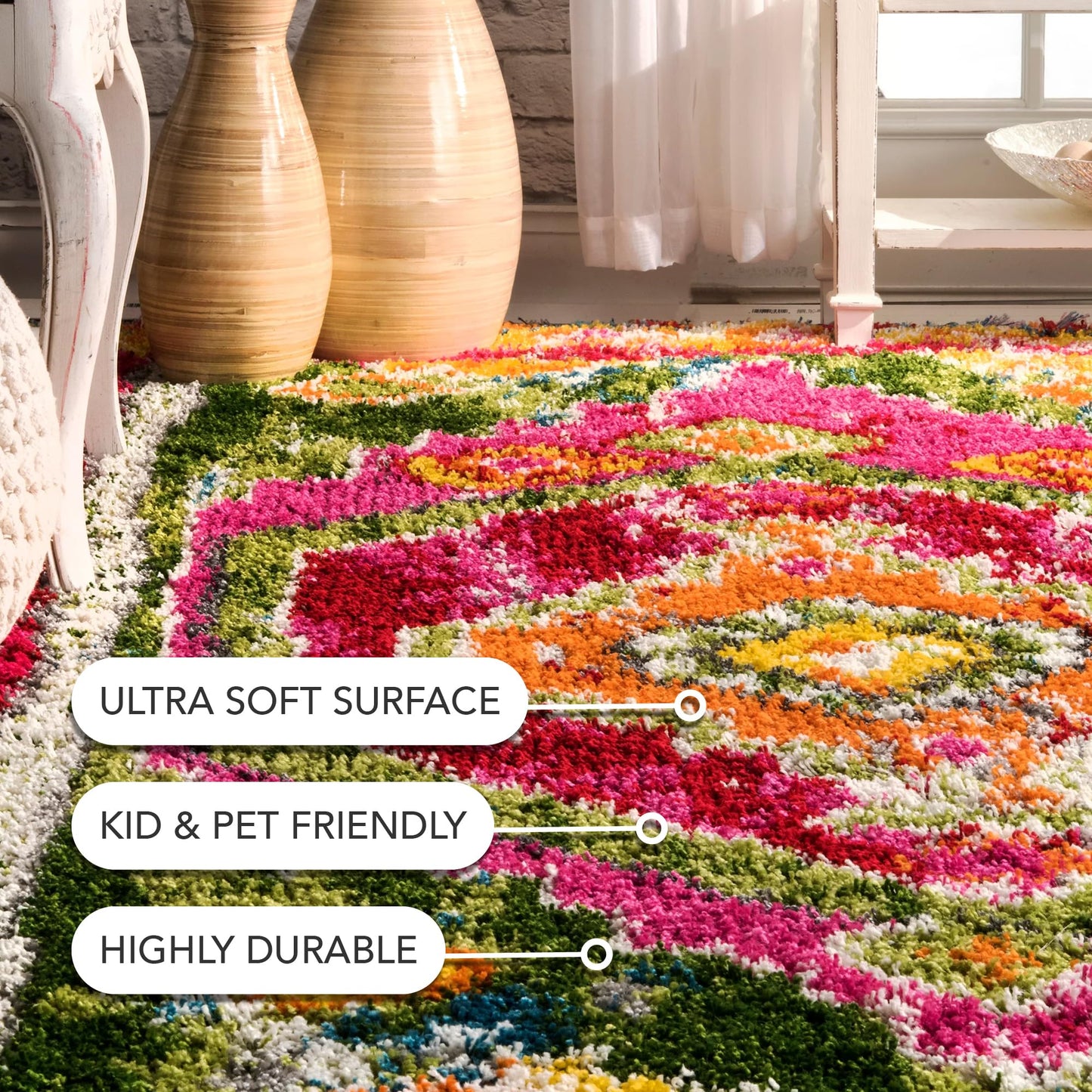 nuLOOM Shania Medallion Shaggy Area Rug, 8x10, Multi