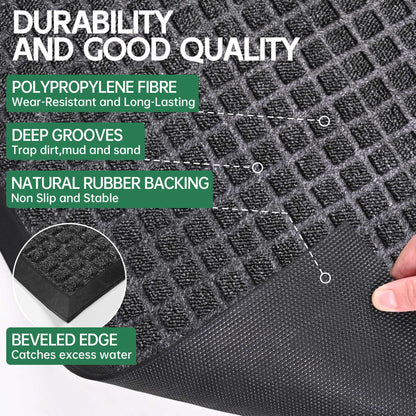 100pointONE Sturdy Indoor Outdoor Front Door Mat Outside Entrance, Extra Large 72" x 36" Doormat for Entryway, Non Slip Backing Welcome Floor Mats for Entry Patio Porch, Low Profile, Grey