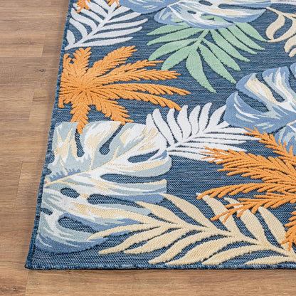 Luul Home Floral Indoor Outdoor Rugs 9x12 Large Area Rug for Living Room, Patio Decor, Kitchen, and Entryway Rug, Washable Stain Resistant Outside Carpet Midnight 9 x 12
