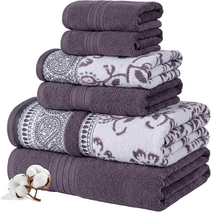 Modern Threads Ophelia 6-Piece 100% Cotton Towel Set – Reversible Yarn Dyed
