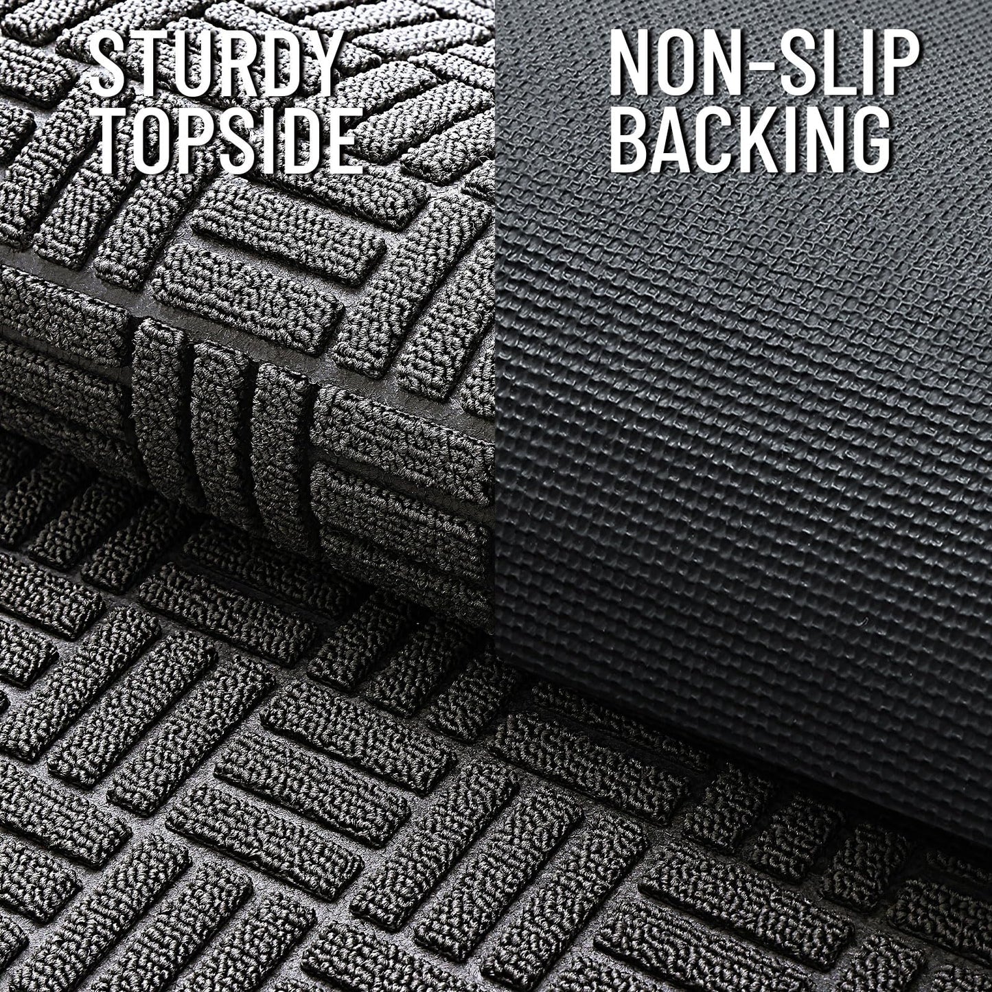 OLANLY Front Door Mat Outside Entrance 47x17, Absorbent, Heavy Duty Sturdy Natural Rubber Doormat Indoor Outdoor, Stain and Fade Resistant, Non-Slip Backing Low Profile Floor Mat for Entryway, Grey