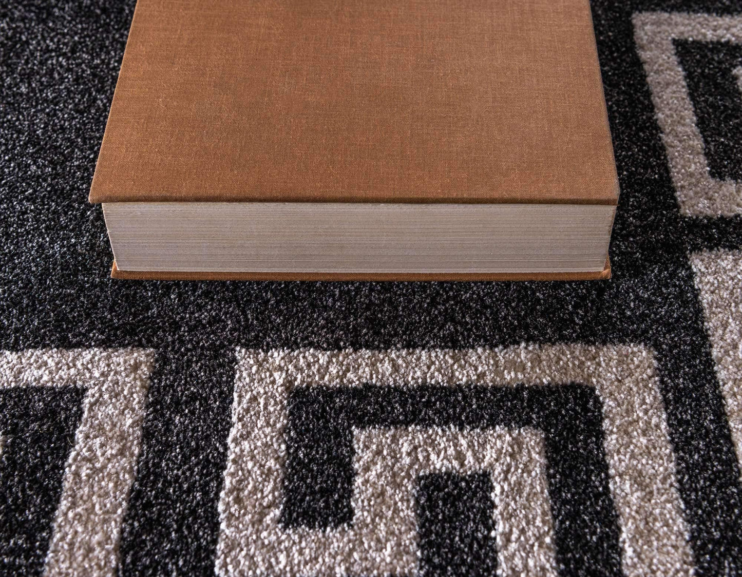 Unique Loom Athens Collection Classic Geometric Modern Border Design Area Rug, 5 ft x 8 ft, Charcoal/Beige