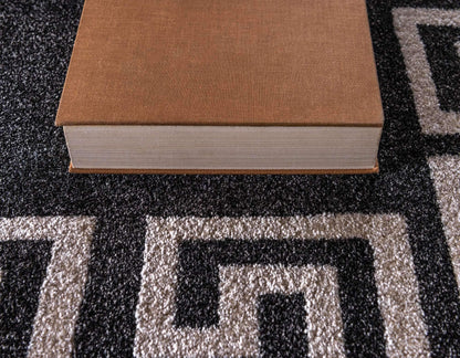 Unique Loom Athens Collection Classic Geometric Modern Border Design Area Rug, 5 ft x 8 ft, Charcoal/Beige