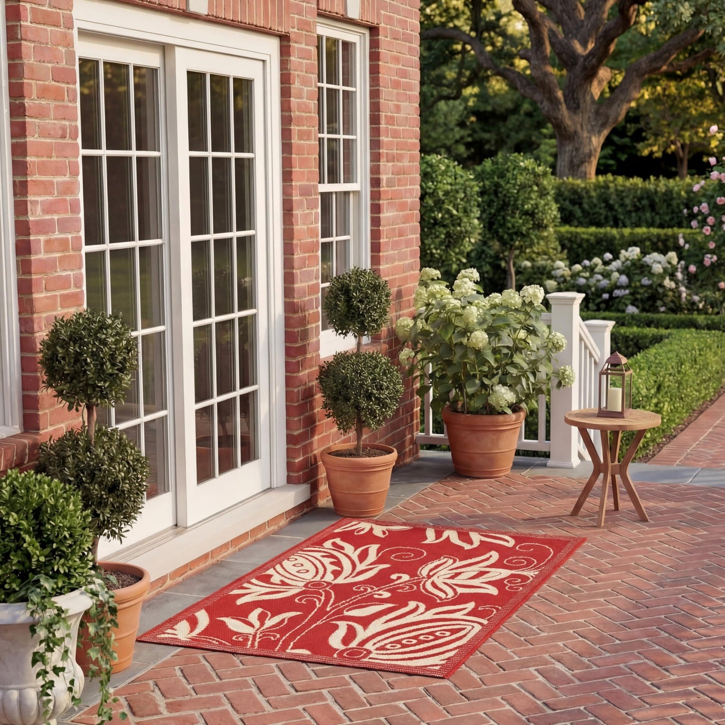 SAFAVIEH Washable Rug Outdoor Courtyard Collection - 2' x 3'7", Red & Natural, Non-Shedding & Easy Cleaning, Ideal for Patio, Front Door, Entryway, Doormat (CY2961-3707)