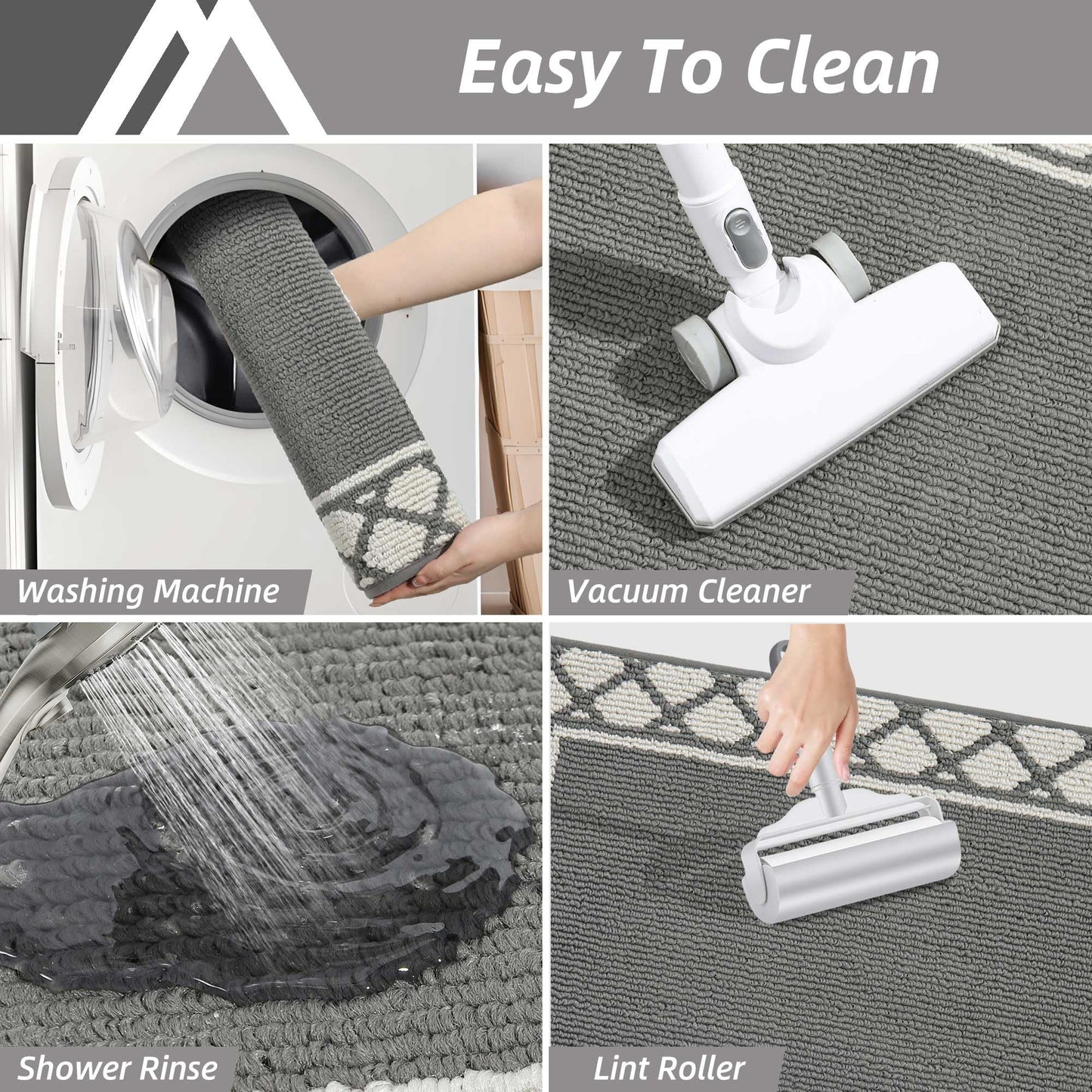 COSY HOMEER Washable Kitchen Rugs Sets of 2 Non-Slip Kitchen Mats for Floor Absorbent Kitchen Runner Rug for Kitchen Carpet,Sink Mat and Laundry, 20"x30"+20"x48",Grey